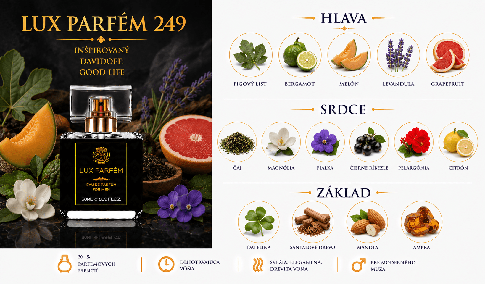 Lux Parfém 249 – Inšpirovaný Davidoff: Good Life